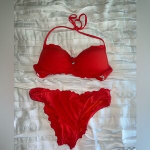 Pink Altard State Ruffled Bikini Size M
